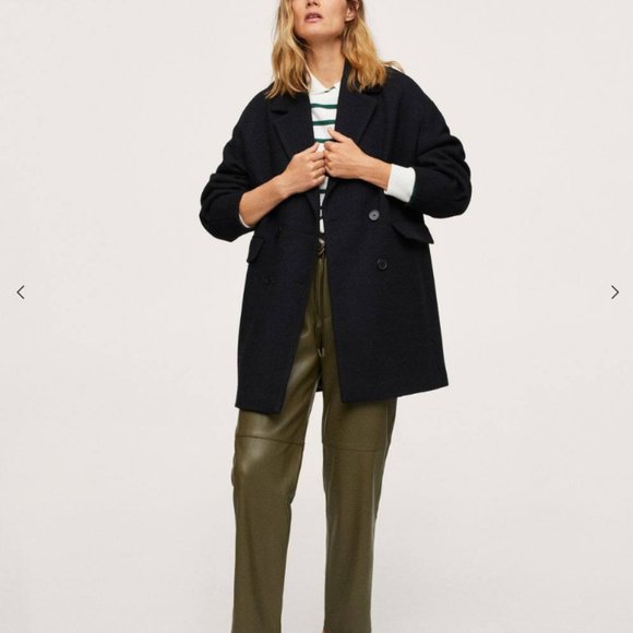 Herringbone double-breasted coat - Mango - Picture 3 of 3